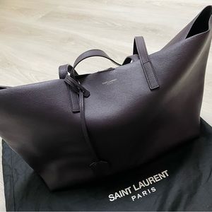 Saint Laurent Large Smooth Leather Shopping Tote - Prune